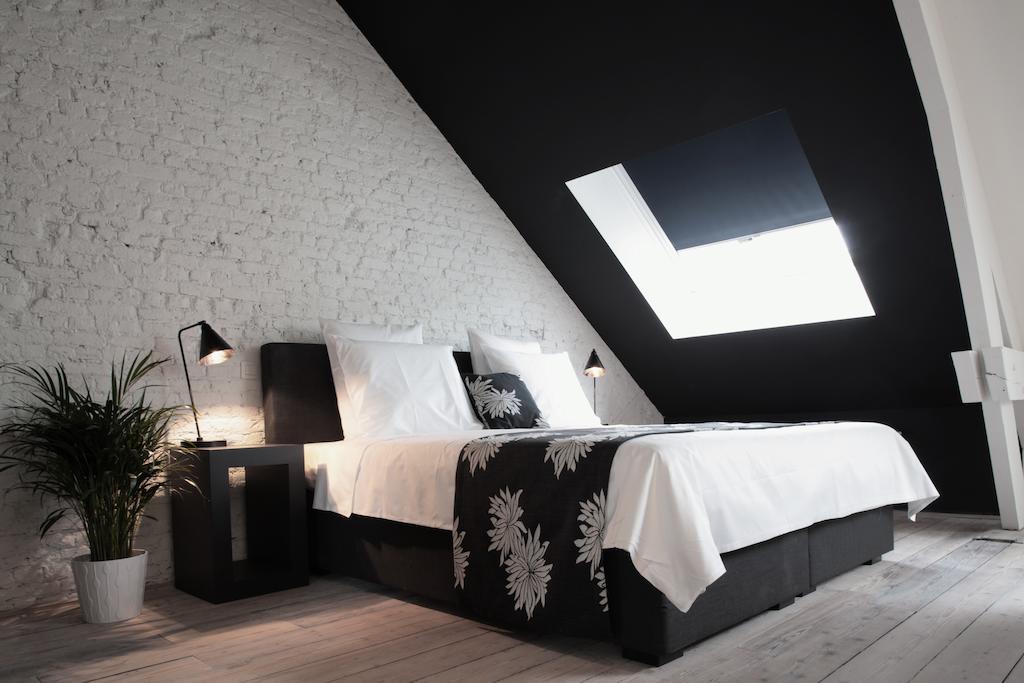 Maison Nationale City Flats & Suites Antwerpen Phòng bức ảnh A bedroom with a roof window
